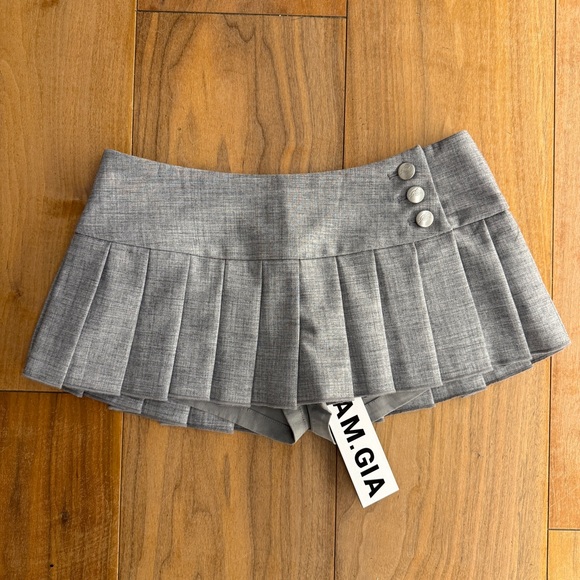 I.AM.GIA Remini Micro Mini Skort Pleated Skirt Grey Gray XXS Built In Shorts NWT - Picture 1 of 7